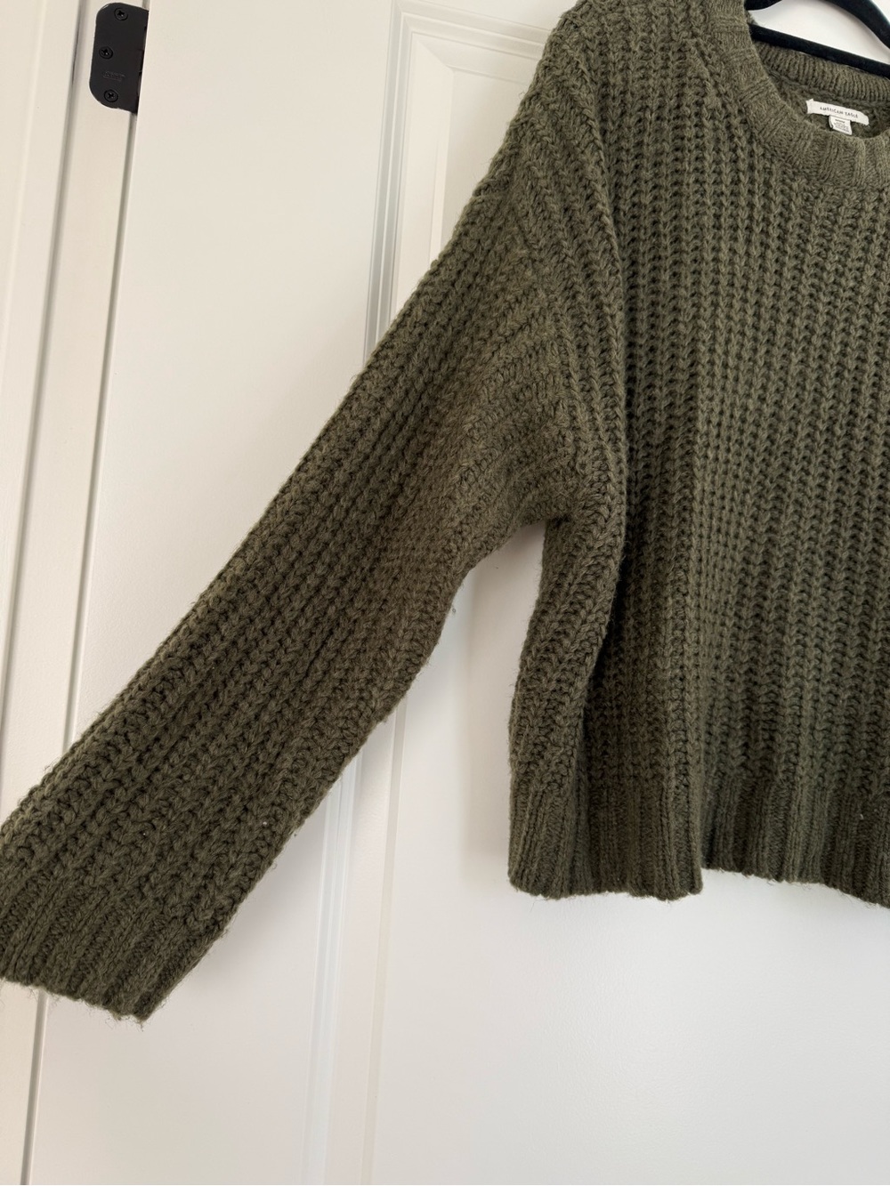 American Eagle Outfitters Olive Crewneck Chunky Sweater - Picture 2 of 3